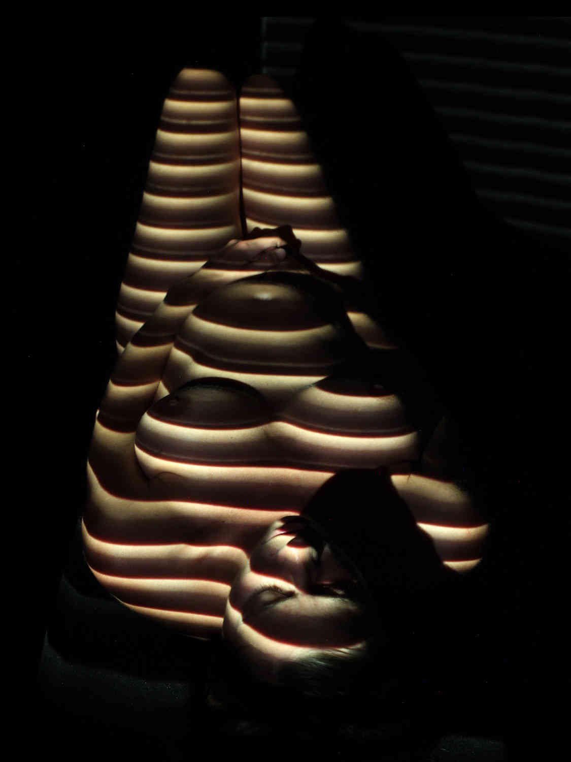 Aktfoto in Farbe - Projektion: Babybauch, Schwangerschaft